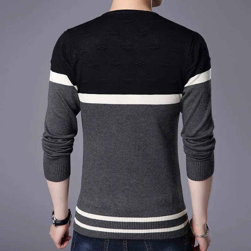 AIRGRACIAS 2019 New Brand Sweater Men Pullovers patchwork color Slim Fit Knitred Woolen Autumn Slim Style Casual Men Clothes
