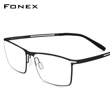 

FONEX Elastic B Titanium Glasses Men Prescription Eyeglasses Frame Ultralight Myopia Optical Frame Screwless Eyewear 874