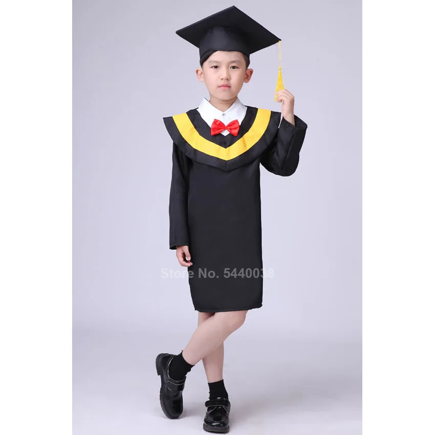 Primary School Uniform Kids Graduation Dress Gown with Hat Clothing Set Doctor Cosplay Costumes Student Boy Girl Bachelor Wear