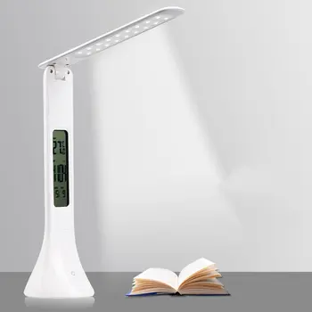 

1 PC LED Desk Lamp Foldable Touching 3-Level Dimmable with Digital Calendar Temperature Alarm Clock Reading Table Lamps