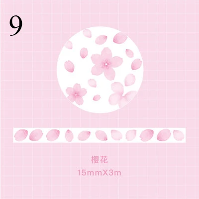 1 шт. декоративная клейкая лента с наклейками Kawaii Petal васи лента симпатичная Маскировка ленты для детей Скрапбукинг DIY канцелярские принадлежности - Цвет: 9