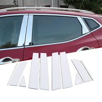 

10Pcs Mirror Window Pillar Posts Trim For Nissan Qashqai J11 2015 2016 2017 2018 2019 Chrome Garnish Accent Stainless Cover