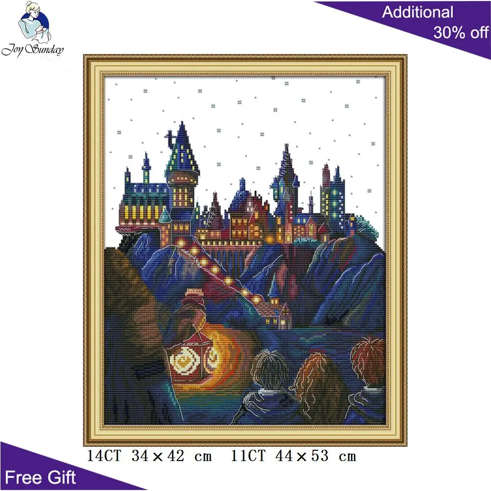 

Joy Sunday Magic Castle Cross Stitch F973 14CT 11CT Counted and Stamped Home Decor Castle Needlework Cross Stitch kits