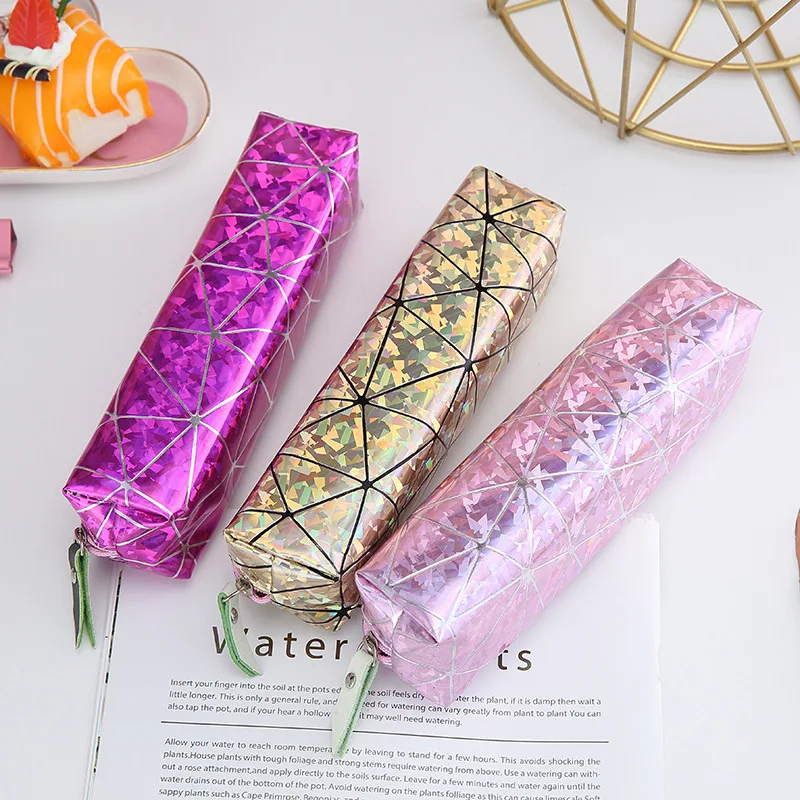 

Korean-style Laser Pencil Case Geometry Stereo Graphics Hipster Literature And Art Stationery Storage Bag Men And Women Students