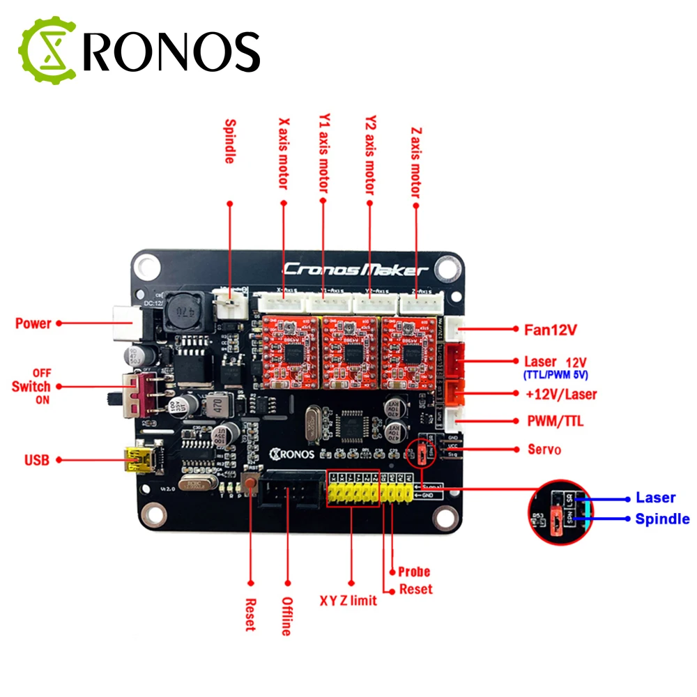 Placa de control reguladora de tensión GRBL 09 o 11 Motor paso a paso de 3 ejes con placa de contro