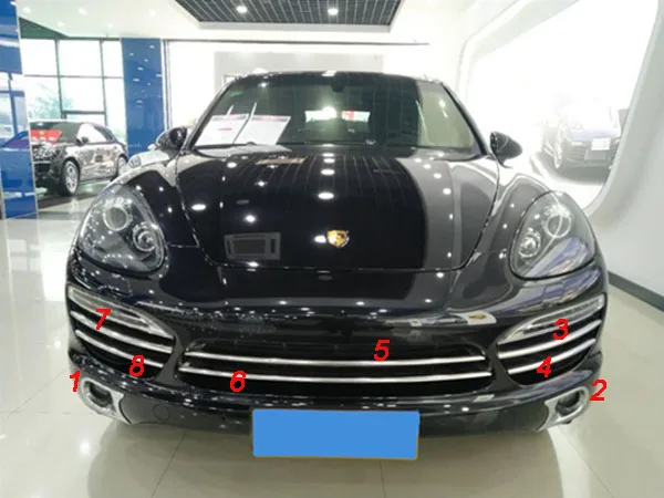 8Pcs Fog Grill Trims Автомобильный передний 3D бампер сетка вентиляционное отверстие решетка грязи грили и противотуманная фара крышка планки для Porsche Cayenne 2011 2012 2013 - Цвет: 8Pcs Fog Grill Trims