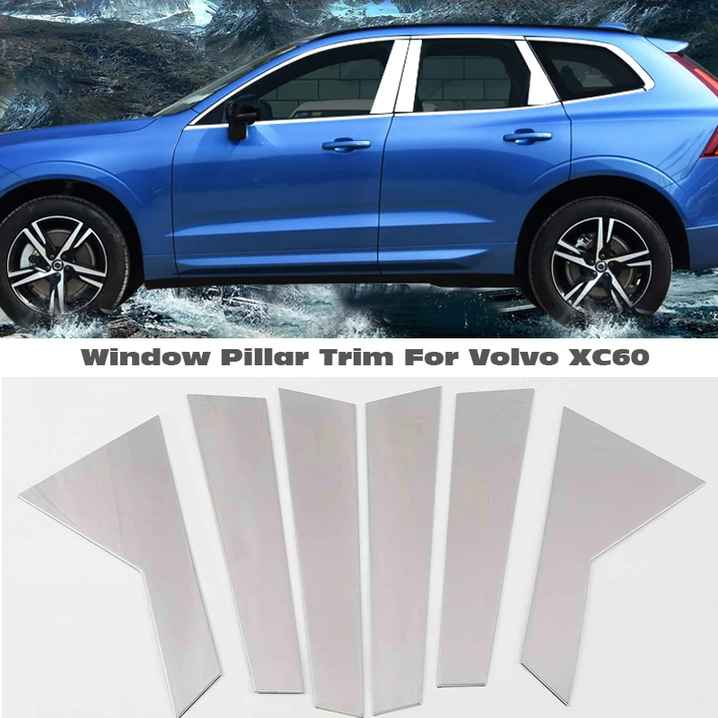 

Window chromium Trim For Volvo XC60 XC 60 Stainless Steel Door Window Frame Sill Molding Trim Cover 6pcs Car styling accessories