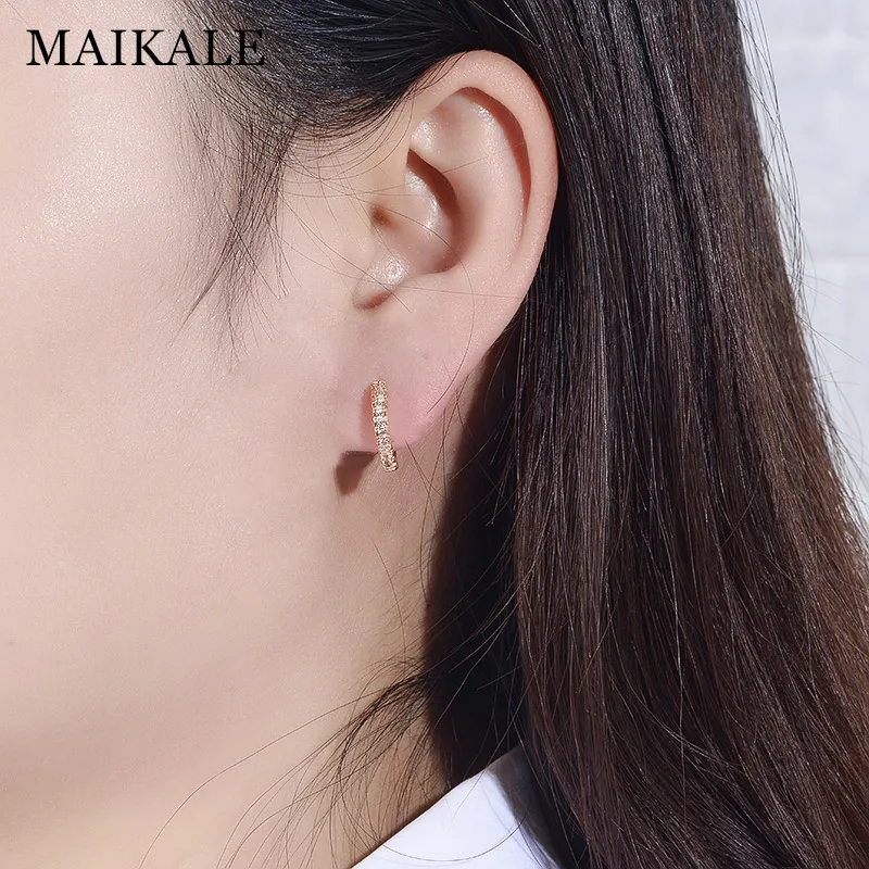 Женские круглые ажурные серьги MAIKALE корейские сережки шпильки с цирконием