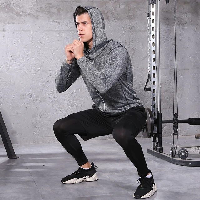 Sportswear Man Compression Sport Suits Hooded Reflective Tracksuits Sports Joggers Training Fitness Gym Clothes Running Set