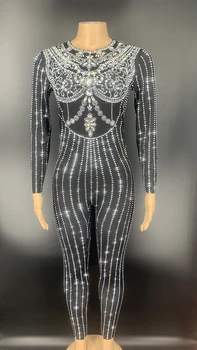 

Fashion Black Sparkly Jumpsuit One-piece Stretch Sexy Bodysuit Stage Performance Party Celebrate luxurious Leggings