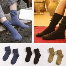 Зимние толстые шерстяные теплые свободные носки 10 видов однотонных цветов базовые зимние женские носки художественный Ретро стиль красный желтый зеленый