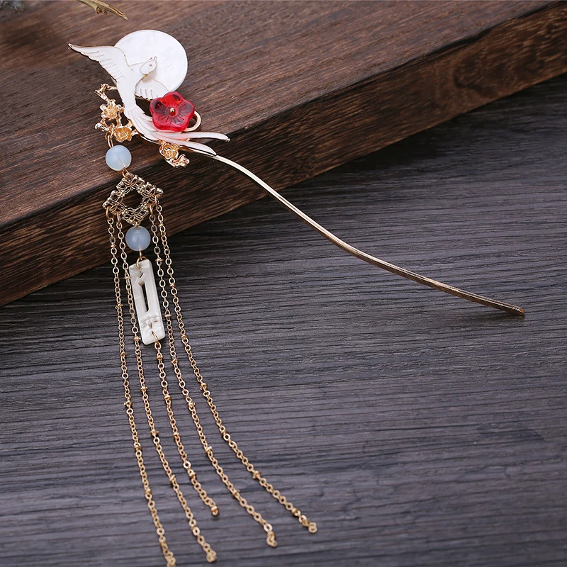 Kanzashi Старинная ручная работа Тиара для волос Классическая кисточка Шпилька, которая сотрясается при ходьбе аксессуары для волос Hanfu аксессуары для Ципао маленькая свежая Фея шпилька - Цвет: Kanzashi