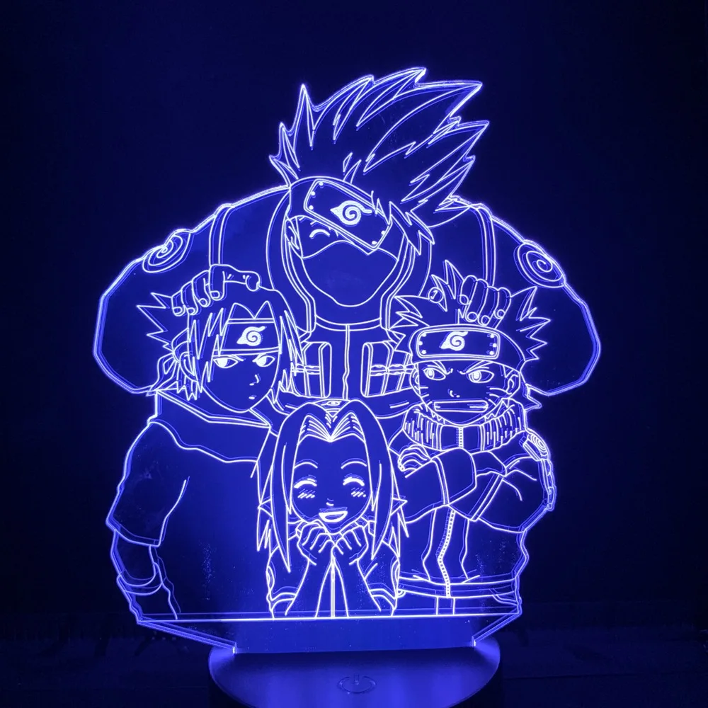 Naruto Uzumaki Naruto Hatake Kakashi Haruno Sakura Uchiha Sasuke 3d Light Anime Naruto Figure LED Night Lamp for Child Boy Gift