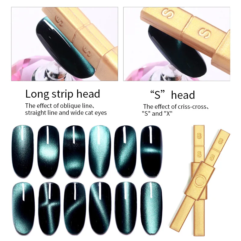 1 шт. многофункциональная магнитная палочка 3D кошачьи глаза сильный магнит для ногтей магнитная доска для УФ-гель-лака Маникюрный Инструмент для дизайна ногтей - Цвет: gold