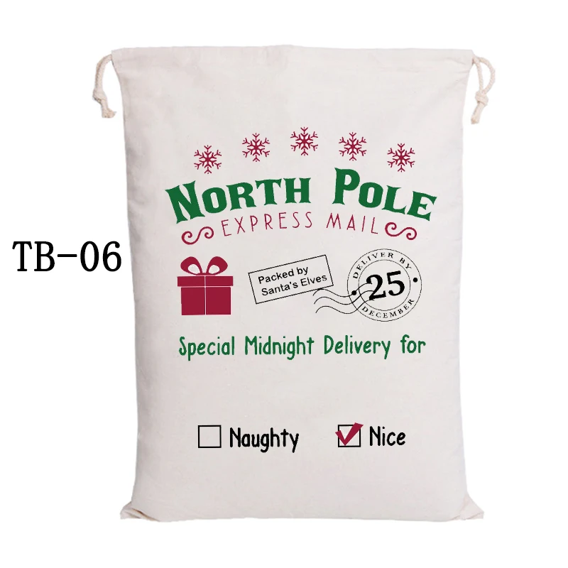 TB-06Santa Sacks 1 шт. Санта-мешки новое поступление Рождественский мешок шнурок вечерние холщовые сумки Лидер продаж Санта-Клаус Детская сумка Рождественский подарок - Цвет: TB-06Santa Sacks