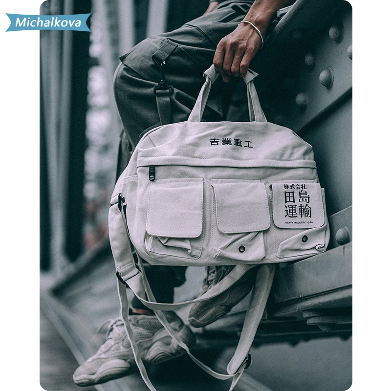 street Vintage Hip Hop Shoulder Bag Streetwear Canvas Multi Pockets