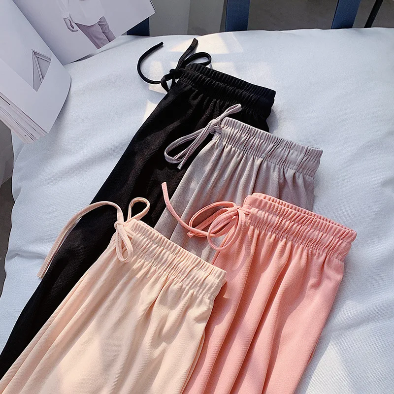 

Spring/Summer 2020 Ice cream wide-leg pants for women drooping feeling nine minutes high waist show thin cool pants straight leg