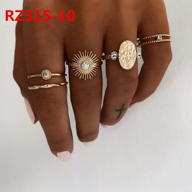 Gold Ring Set Teen Girls Matching Rings for Women Anillos Jewelry Sets Bague Femme Ringen Bohemian Heart Rings Woman