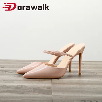 

2020 Women High Heels Mules Shoes Slippers Sandals Sexy Thin Heel Party Casual Elegant Ladies Slides Sandalias Plus Size 35-46