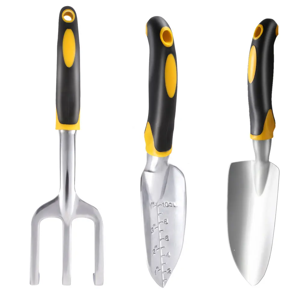 

Newest Three-piece Durable Garden Tool Set Cast-aluminum Head for Digging Weeding Loosening Soil Aerating Transplanting