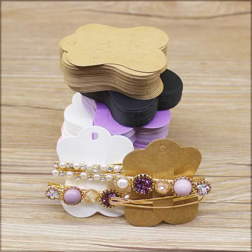 50pc New arrival cute shape purple pink white jewelry package hair clip card Marbling design hairpin card tag