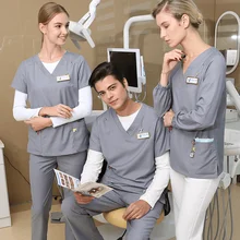 Uniforme médical chirurgical pour femmes, haut et pantalon à manches longues et courtes, blouse de laboratoire, uniforme d'infirmière d'hôpital