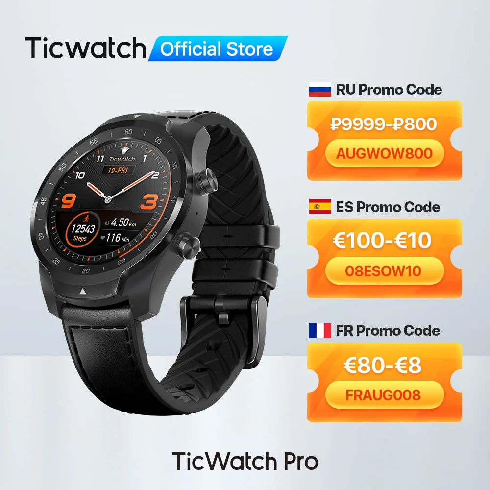 TicWatch Pro Smart Watch Men's Watch Wear OS by Google for iOS Android NFC Payment Built in GPS Waterproof Bluetooth Smartwatch