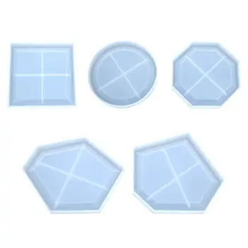 

5 Style DIY Crystal Epoxy Resin Irregular Geometry Coaster Making Mold