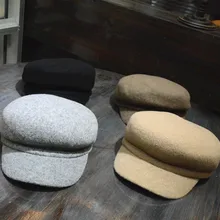 01911-HQ-WOOL на осень-зиму однотонные шерстяные вязаные восьмиугольная шапка для мужчин и женщин для отдыха береты шапки