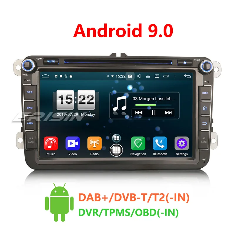 

Erisin ES7715V 7" Android 9.0 Octa Core 4GB RAM Car DVD Radio BT for Passat Golf Tiguan Eos Seat Skoda