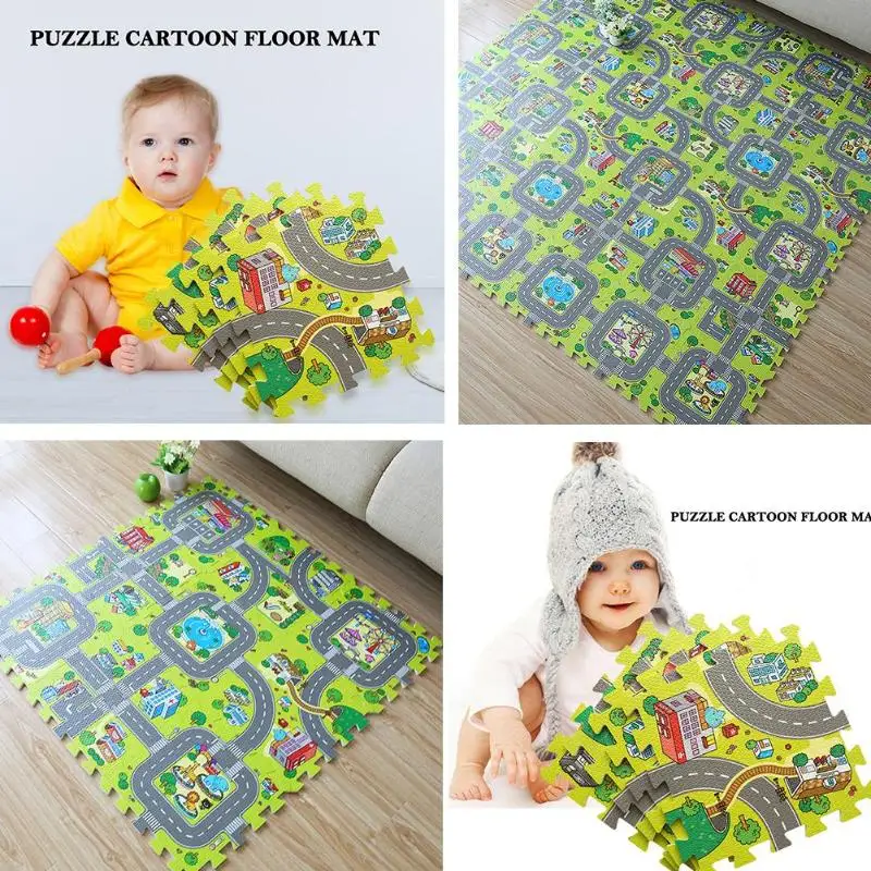 30x30 см 9 шт. Детские EVA пены головоломки игровой пол коврик городской дороги образование Блокировка плитки и дорожного движения наземный коврик