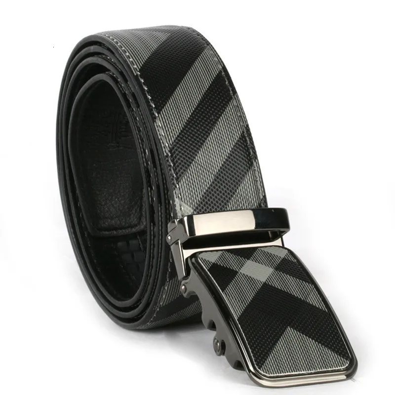 Мужской ремень, кожаные ремни, автоматическая пряжка, для досуга, косая решетка, поясной ремень, Воловья кожа, роскошный пояс, ковбой