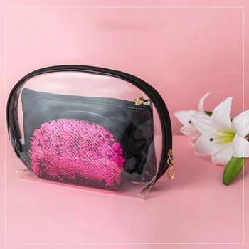 

3pcs/set Travel Cosmetic Bag Female Waterproof Portable Cosmetic Bags PVC Travel Ladies Pouch Toiletry Bag Cosmetic Cases Zipper