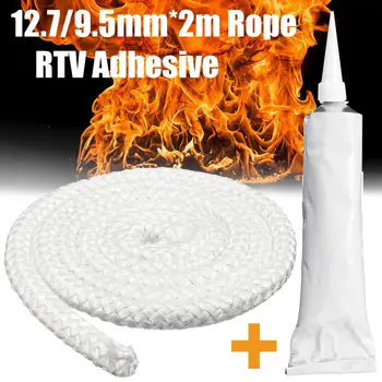 

2M 12.7mm/9.5mm White High Density Fibreglass Rope Wood Stove Heater Rope Seal and RTV Adhesive for Home Commercial DIY Tool