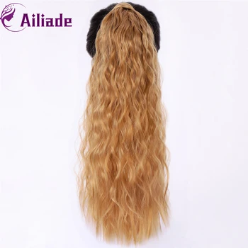 

AILIADE Long Curly Hair Curly Belt Curl Ponytail Clipped to Ponytail Hair Extension Heat Resistant Synthetic Hair