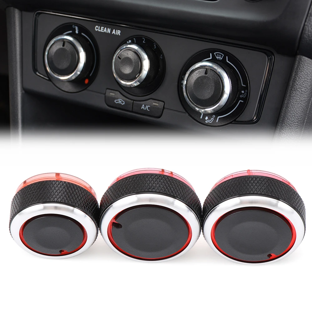 

For VW POLO 2002-2013 MK4 MK5 9N 9N3 6R 3pcs/set Aluminum Alloy Air Conditioning Knob AC Knob Heat Control Switch Button Knob