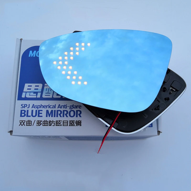 2pcs Blue Mirror Glass Heated Angle Wide Glare