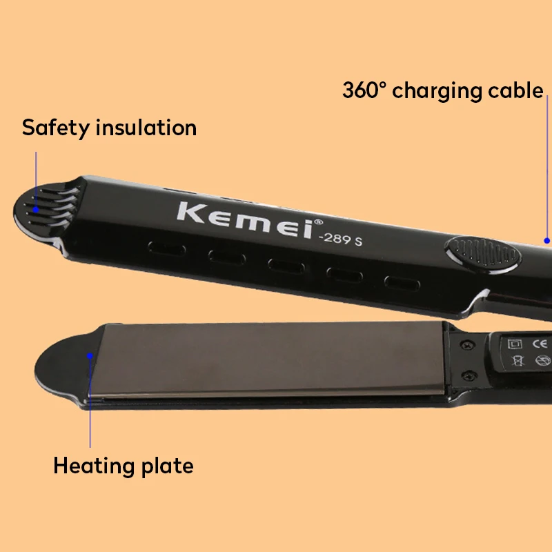 KEMEI titanium Профессиональные паровые утюжки для выпрямления волос Выпрямление утюжок плоский утюжок для завивки волос Инструменты для укладки KM-289