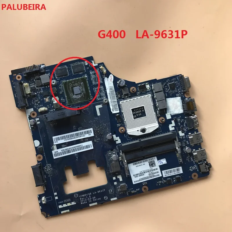 PALUBEIRA материнская плата для ноутбука Lenovo G400 LA-9631P с 4 видео чипы видеокарты HM76 100%