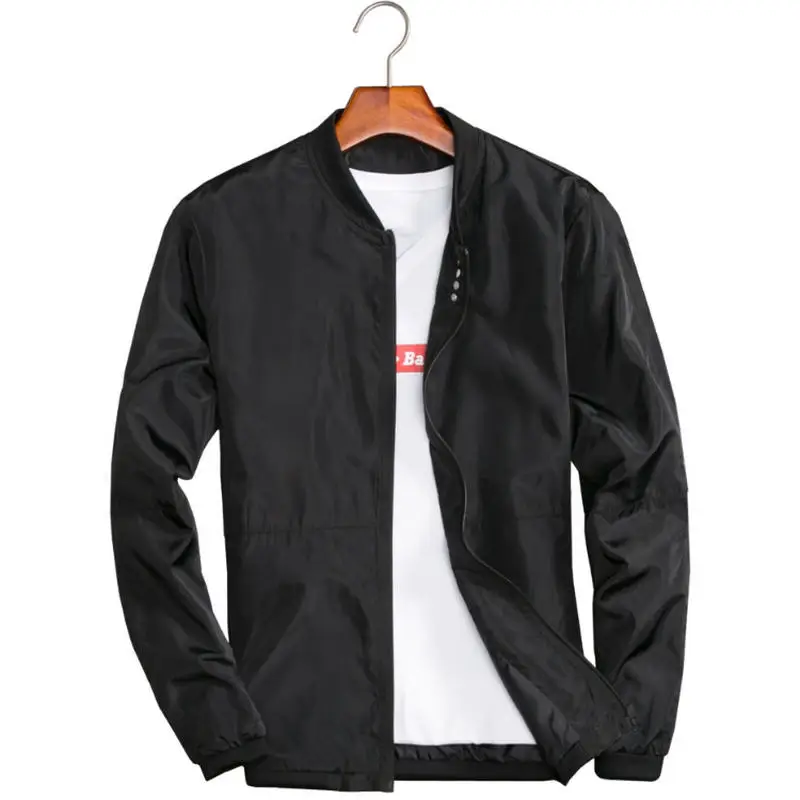 

2019 Big Size 4XL 5XL Mens Spring Summer Jackets Casual Thin Male Windbreakers College Bomber Black Windcheater Hommes Varsity J