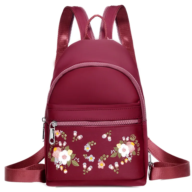 

Baigou WOMEN'S Bag Bobo New Style Embroidered Backpack Trend Versatile Nylon Embroidery Travel Backpack