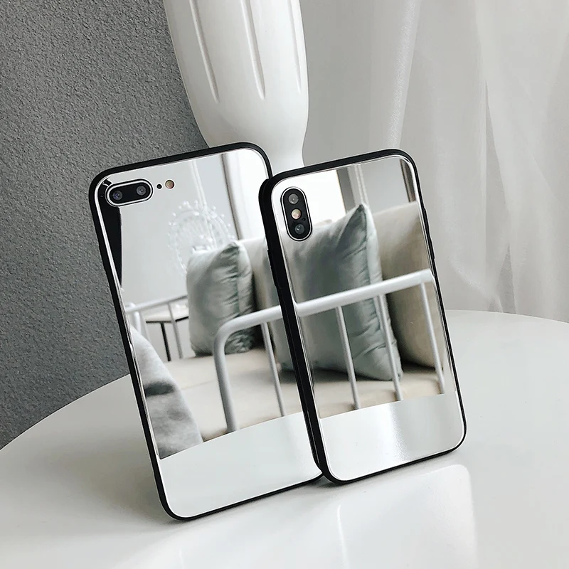 

Tempered Glass Case For iPhone 8 7 Plus X Xr Xs Max Luxury Mirror Cover For iPhone 7 8 6 6s Plus Capa ipone Capinha ip i phone