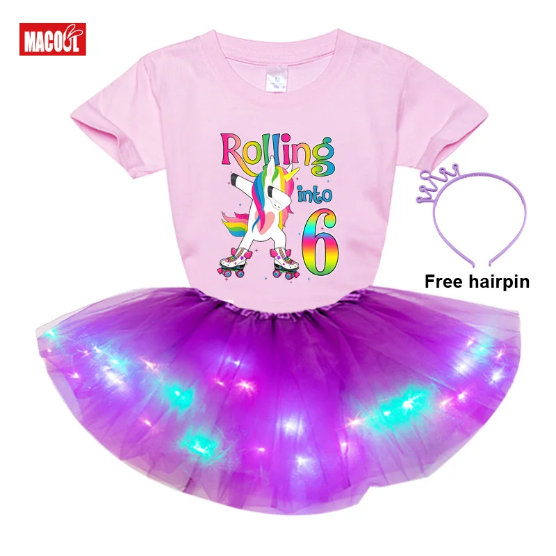 

Unicorn Tutu Dress Baby Girl Clothes 24M-8Yrs Colorful Mini Pettiskirt Girls Party Dance Rainbow Tulle Skirts Children Clothing
