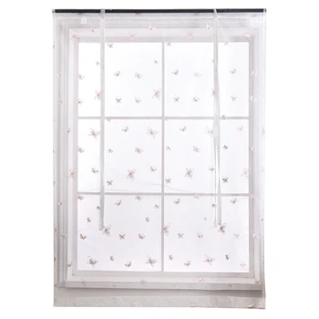 

1pc Embroidered Short Curtain Decorative Delicate Sheer Curtain Voile Curtain Window Gauze For Balcony Home Bedroom