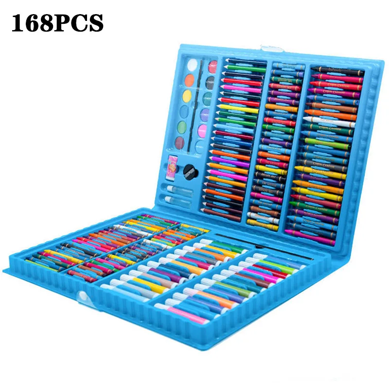 168 PCS Blue 168 шт цветные карандаши, акварельные ручки для рисования, набор для рисования, игрушки для рисования, маркеры, школьные принадлежности, подарки для детей - Цвет: 168 PCS Blue