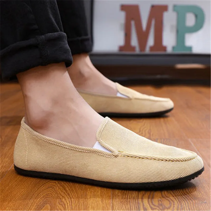 Casual Flats Mens Vulcanize Shoes Patchwork Mens Shoes Light New Fashion Canvas Male Casual Man Slip-On Spring Autumn Sneakers - Цвет: -8819-beige