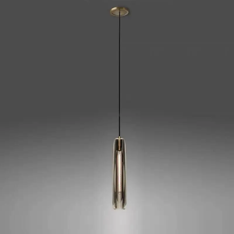 

Postmodern Simple Living Room LED Pendant Lights Copper Crystal Luxury Single Head Hanging Lamp Bedside Bedroom Indoor Fixtures