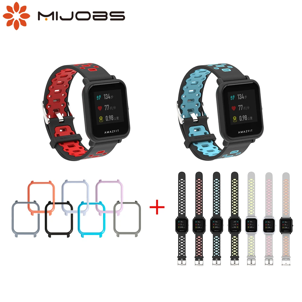 Xiaomi Huami Amazfit ремешок Bip & Чехол Набор силиконовых браслетов Напульсники протектор