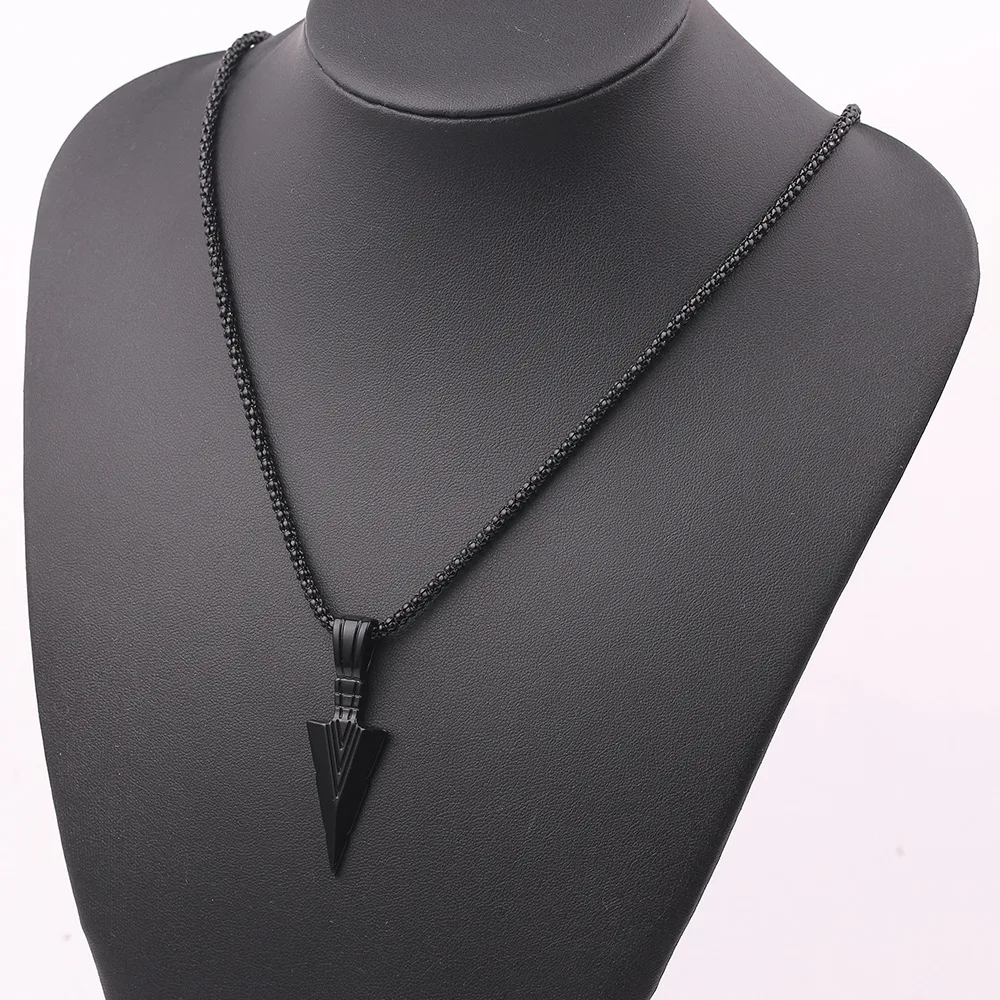 2021 Fashion New Black Rectangle Pendant Necklace Men Trendy Simple Stainless Steel Chain Men Necklace Jewelry Gift