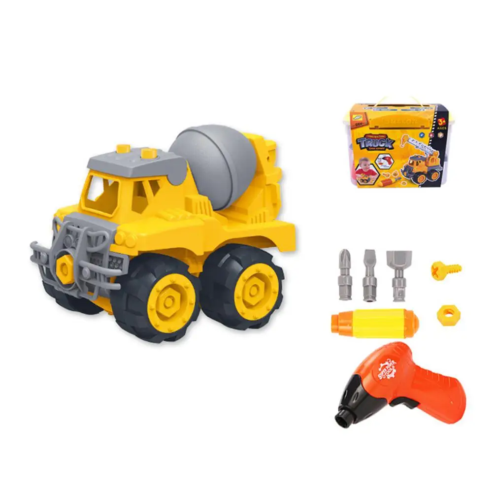 RCtown Children Educational Detachable Mobile Machinery Shop Tilting Cart Excavator Bulldozer Optional Disassembly Toy Suit - Цвет: Mixer truck